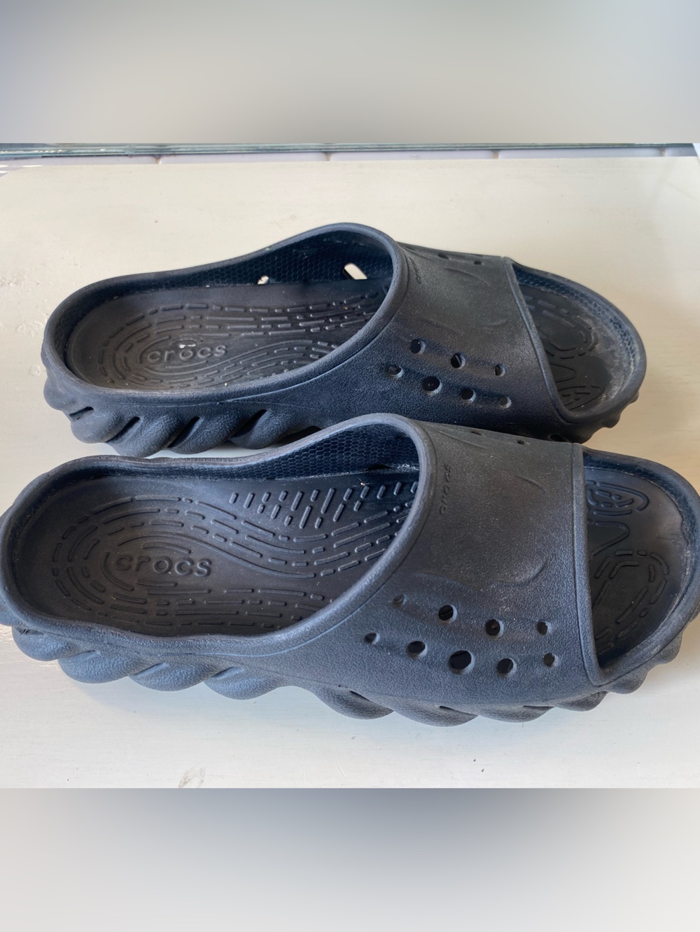 Women’s CROCS Echo Slides, Black, Sz. 8